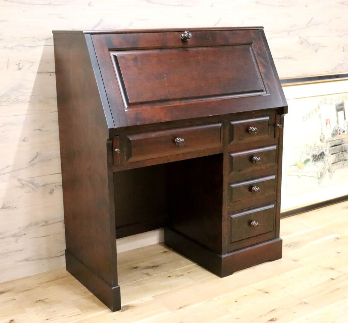 GMGH349○北海道民芸家具 ライティングビューロー 勉強机 学習机 書斎