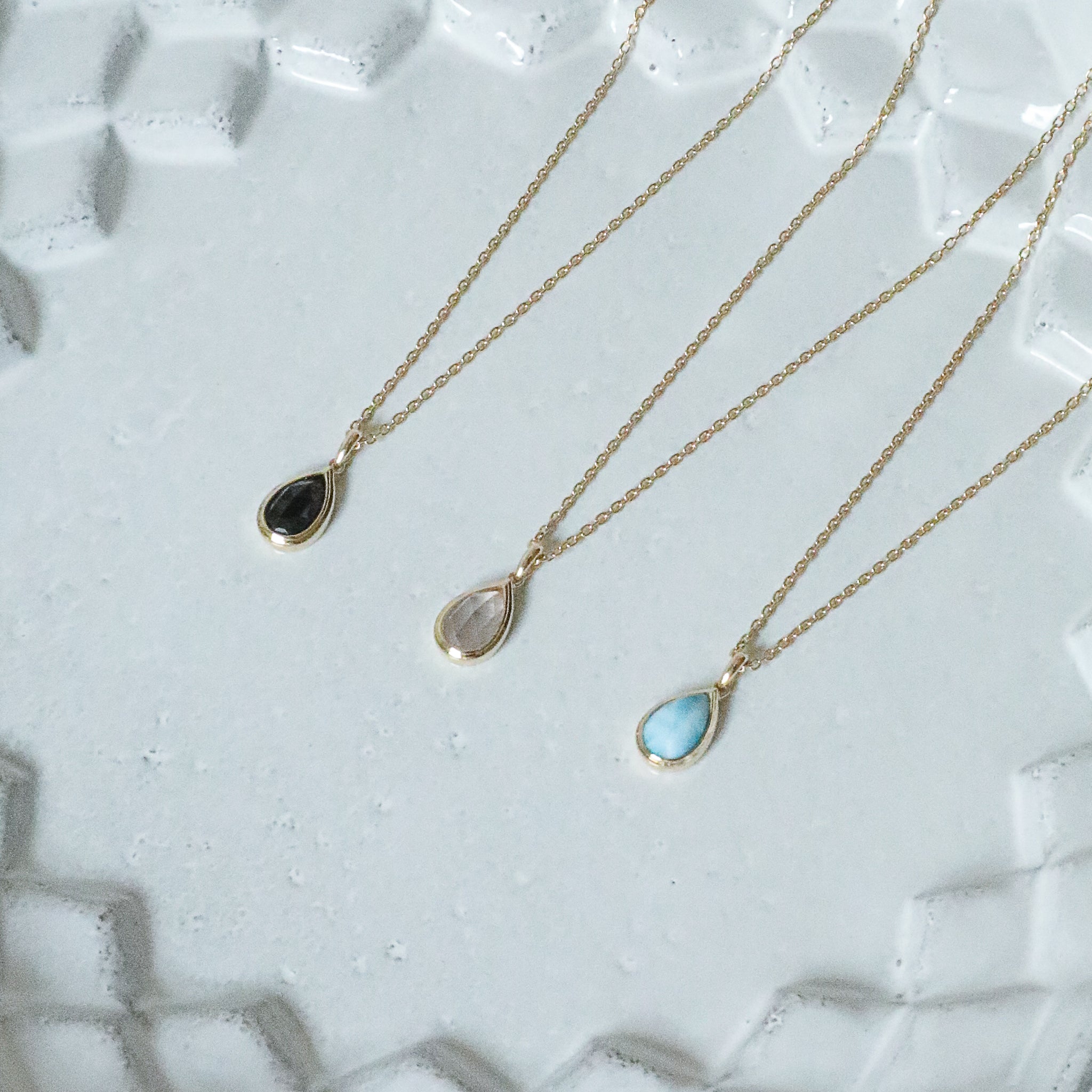 nature】ティアドロップ天然石ネックレス silver – h..Online Store