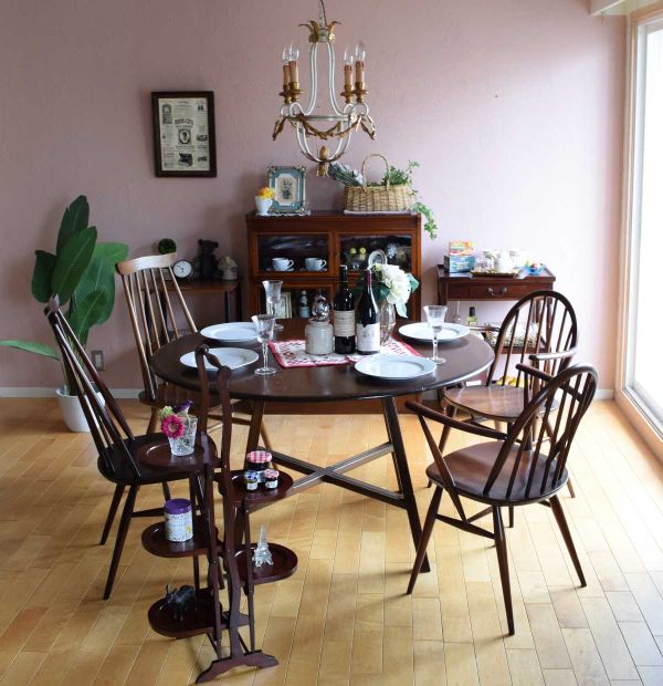 アーコール風のおしゃれなダイニングの椅子、オーク材のチェア(y-244-c