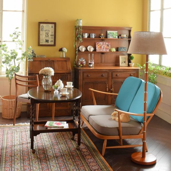 移動式のおしゃれなバタフライテーブル、英国アンティークの伸長式の