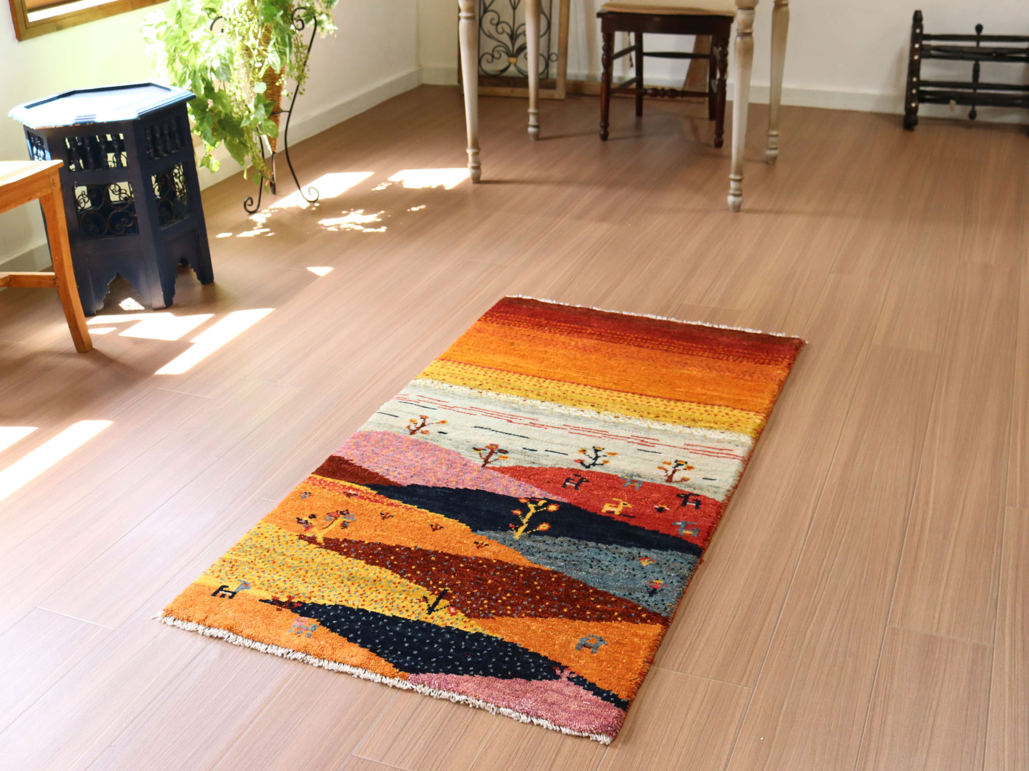 ギャッベ ノマド 手織りラグ イラン141×71cm 風景のギャッベ