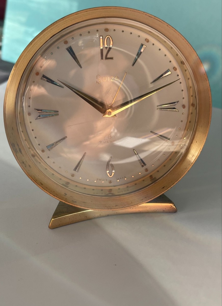 Vintage SWIZA Clock 8 Days 7 Jewels Swiss Made ALARM Swiza clock