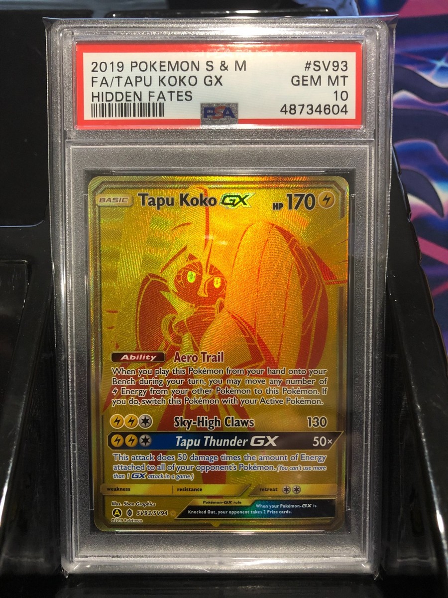 PSA 10 GEM MT - TAPU KOKO GX Card SV93/SV94 Pokemon TCG Hidden