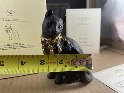 Lenox Cat Jewel Collection Black Jack Figurine Rhinestones & 24k