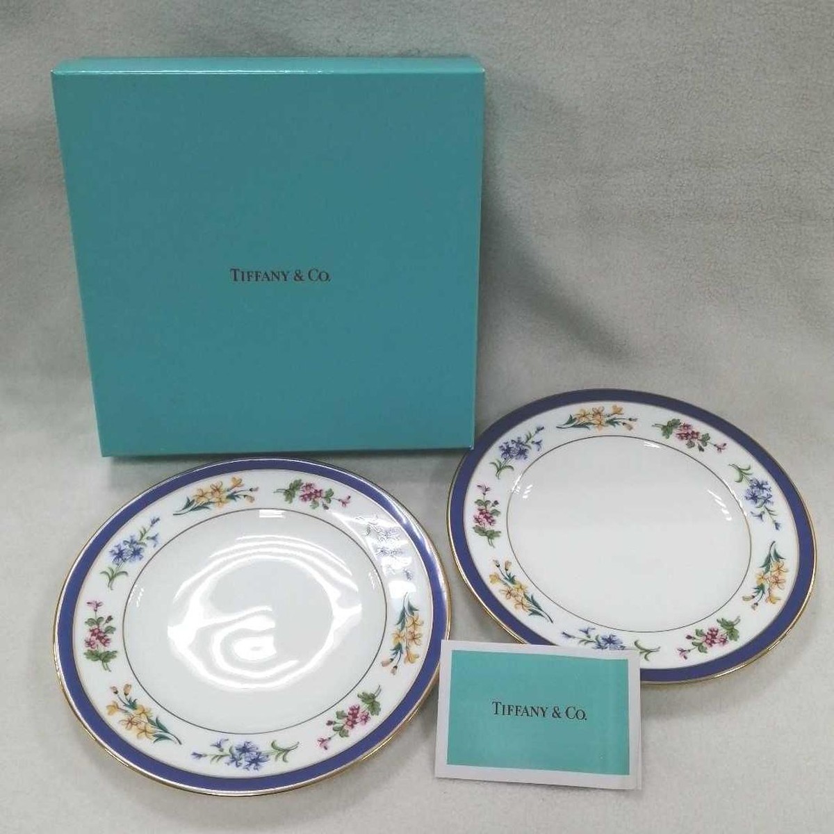 Tiffany & Co. Plate Pair Floral Blue Line | eBay