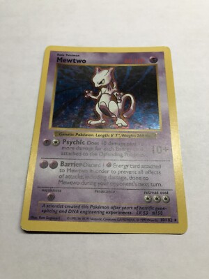 Shadowless Mewtwo 10/102 Base Set Holo Rare Vintage 1999 Pokemon