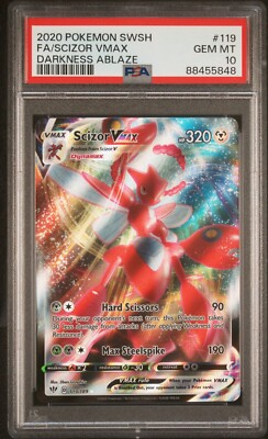 PSA 10 Scizor VMAX #119 POKEMON SWORD & SHIELD DARKNESS ABLAZE