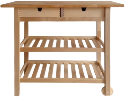 New IKEA FORHOJA Natural Solid Birch Kitchen Cart (39 ⅜x16 ⅞