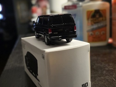 596 1/64 Ford E350 Matte Black Van Truck Model Diecast Car Limited
