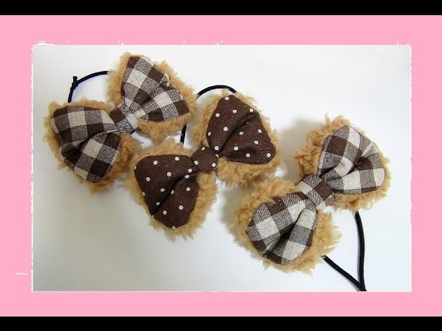 簡単！手縫いで10分！ふわふわ綿入りファーリボンヘアゴムの 作り方How