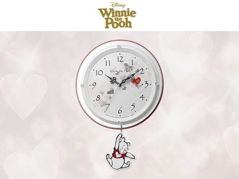 RHYTHM リズム ディズニーキャラクター 電波 振り子 掛け時計 くまの