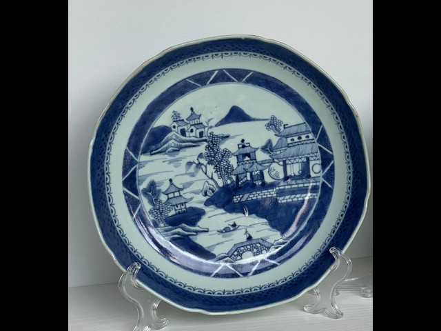 清乾隆，嘉庆南京风格山水楼阁青花外销盘- YouTube