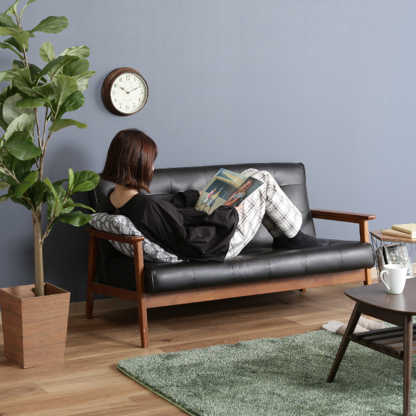 36％OFF】【送料無料】バイキャストPUレザーソファ 2人掛け|インテリア