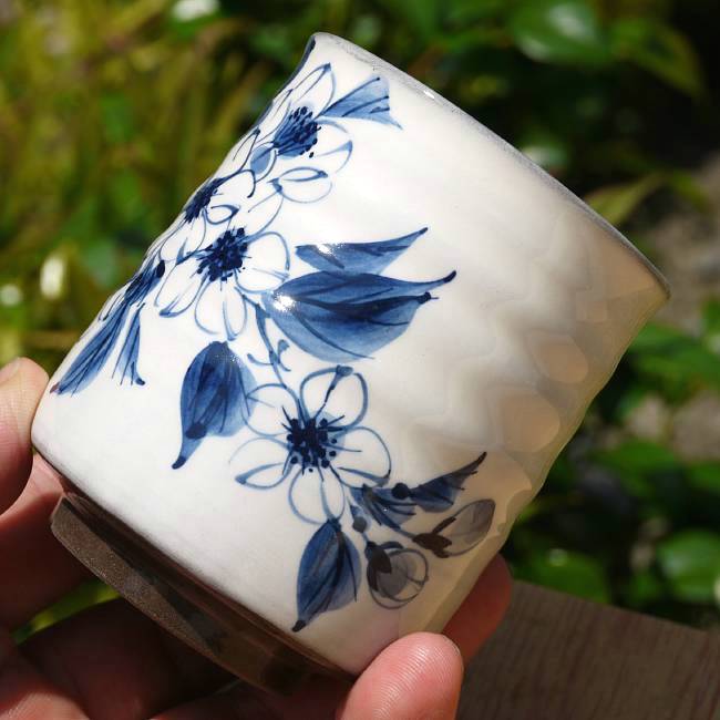 染付桜湯呑 陶あん - 京焼清水焼 松韻堂