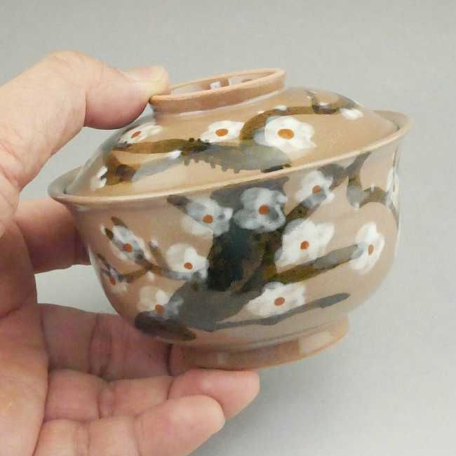 乾山槍梅蓋付茶碗 雅楽 - 京焼清水焼 松韻堂