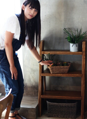 WOODPRO本店】OLD ASHIBA（足場板古材）ラダーシェルフ（はしご型飾り棚）