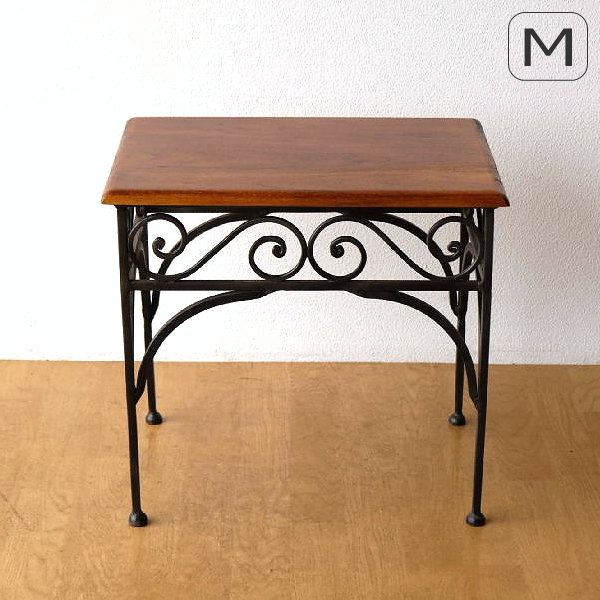 サイドテーブル 木製 アイアン おしゃれ 天然木 無垢材 鉄脚 アイアン