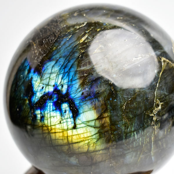 ラブラドライト 丸玉 置物【約124mm珠】マダガスカル産｜天然石