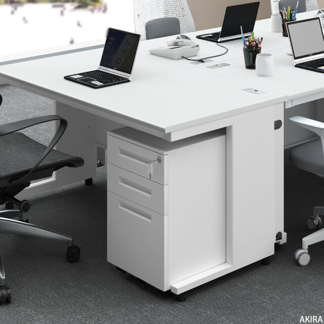 デスクワゴン スチールワゴン 鍵付き 引き出し 3段 キャスター付き