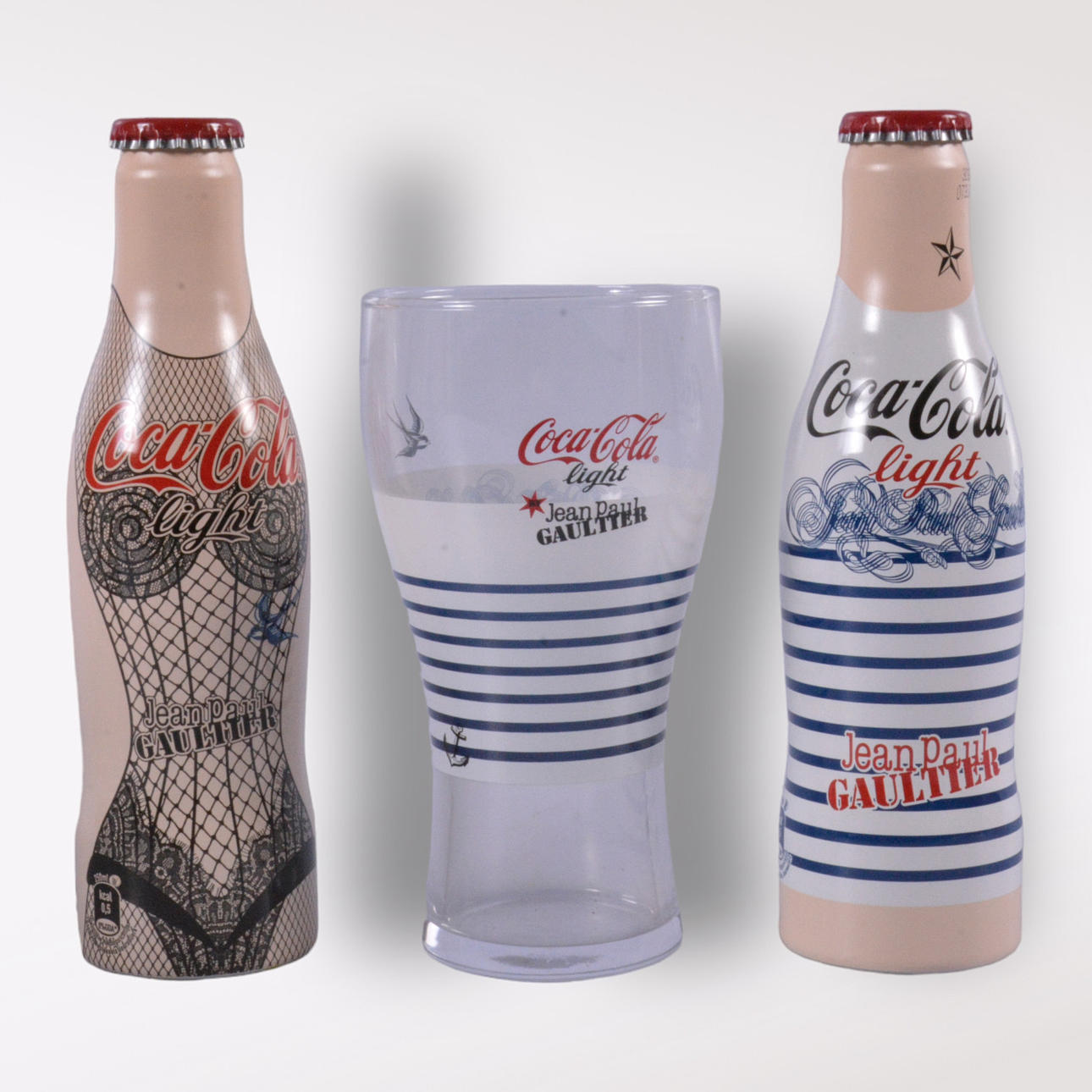 BOTTLES AND GLASS, aluminum and glass, 