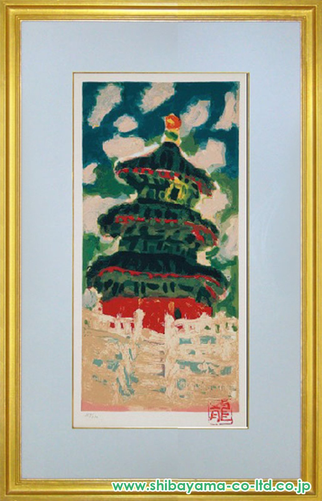 梅原龍三郎「北京天壇」リトグラフ :: 絵画買取・販売 - シバヤマ