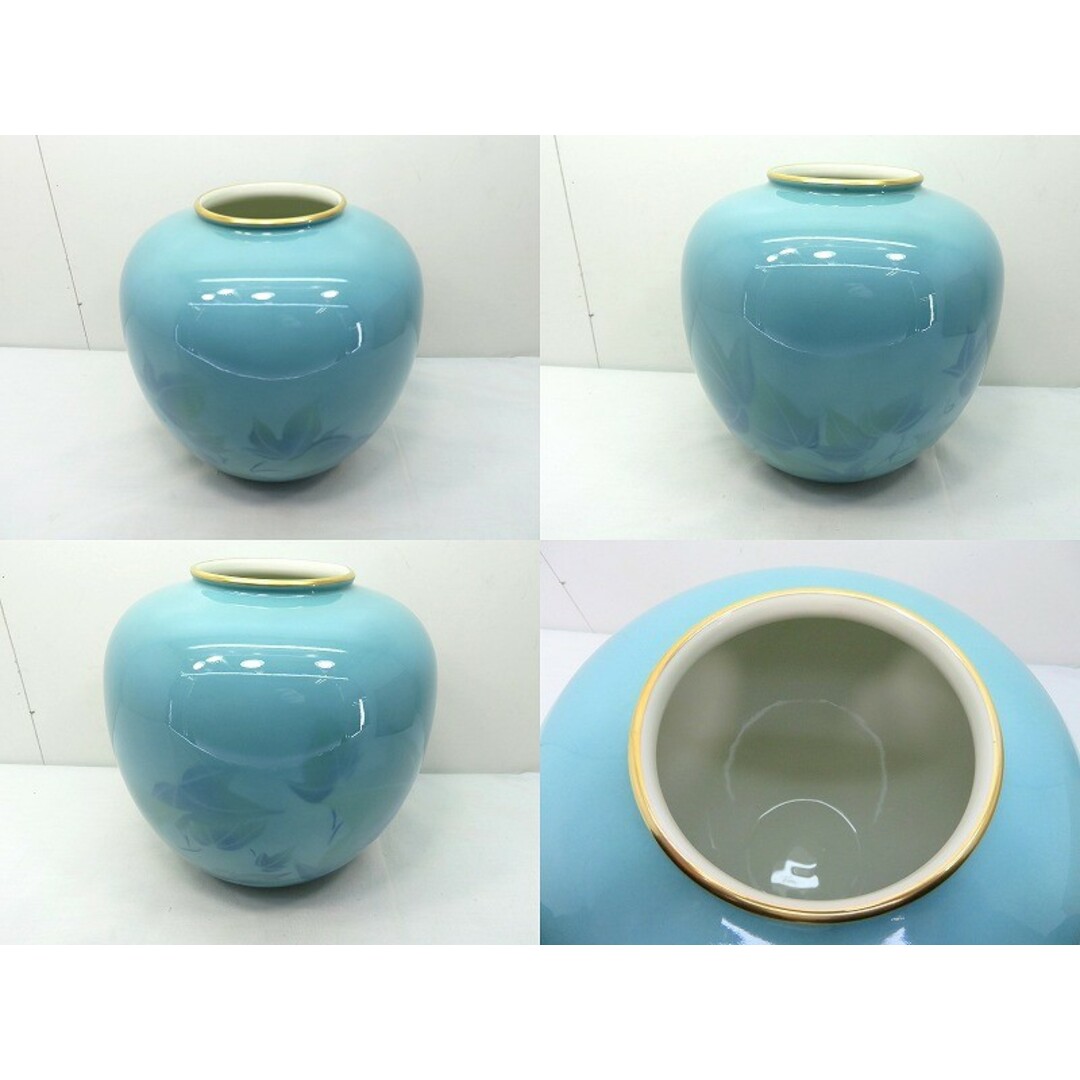 深川製磁 - s24g-1295k【中古】深川製磁 色絵彩磁 花瓶 花器 ブルー