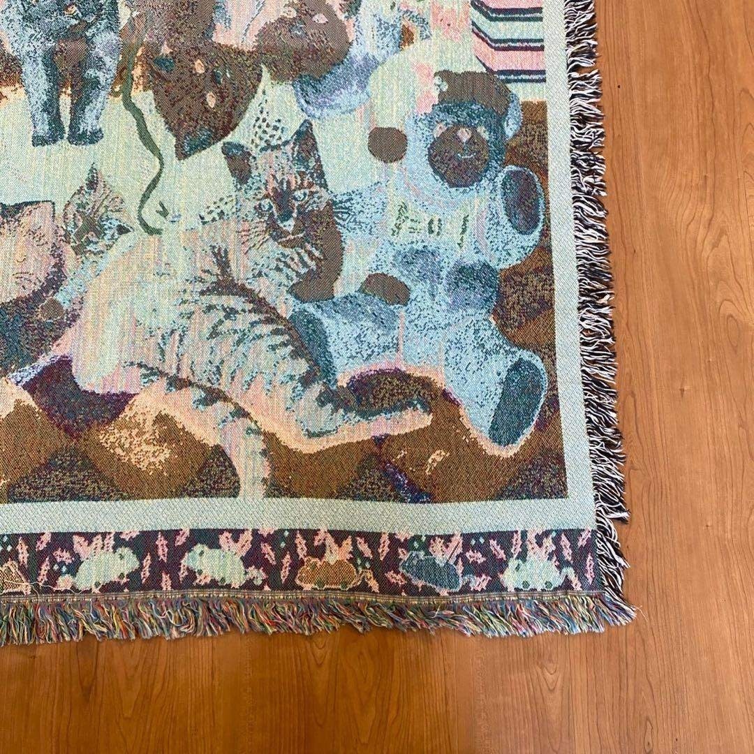 VINTAGE - 【美品】猫柄 ゴブランラグ ヴィンテージラグ 大判