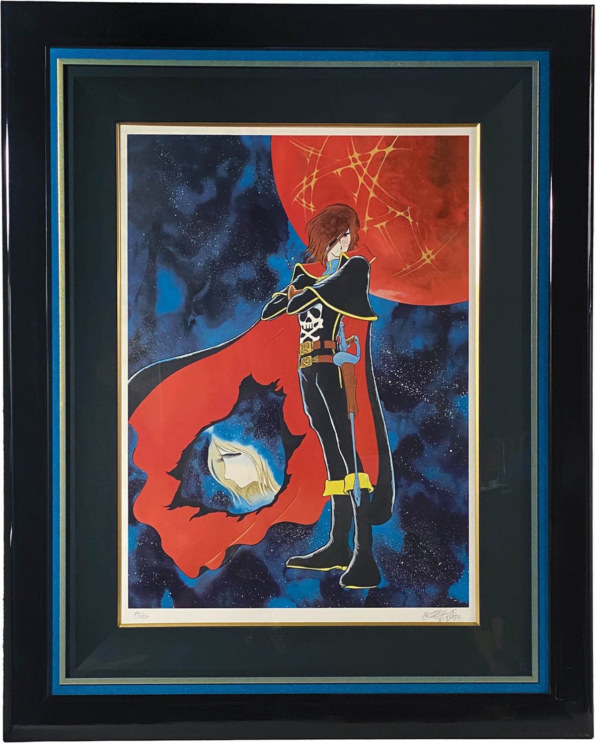 2844] 松本零士 直筆サイン入りシルクスクリーン「宇宙海賊キャプテン