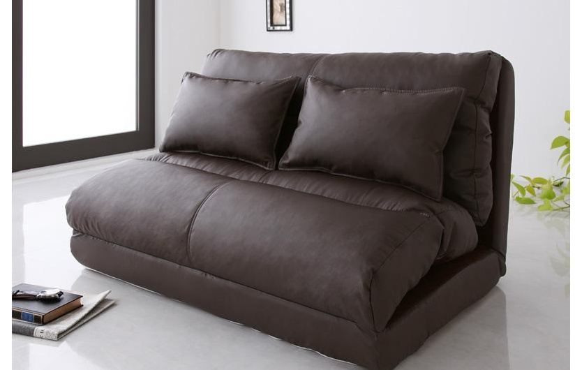 レザーがかっこいい！折りたたみソファーベッド 幅120cm｜ハレノワ