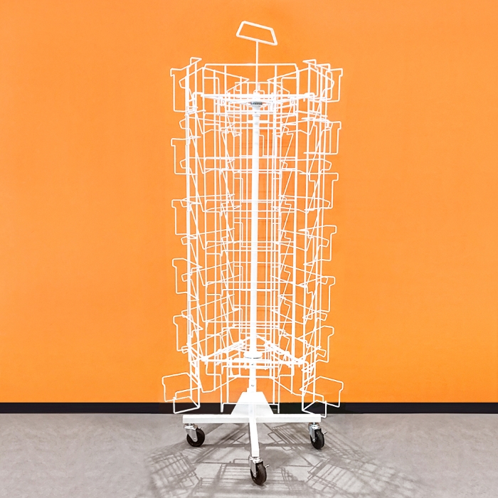 回転式パンフレットフロアディスプレイスタンド メタルマガジンラック