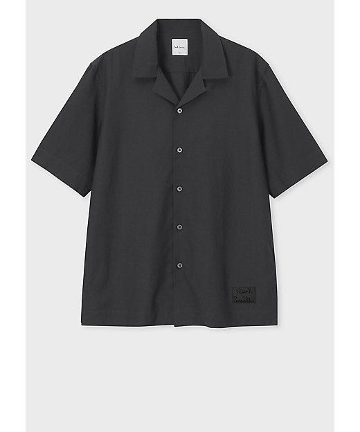 Cropped Logo” ソリッド オープンカラーシャツ