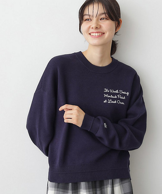 洗える】メッセージ刺繍入りジャカードニット（2002525398