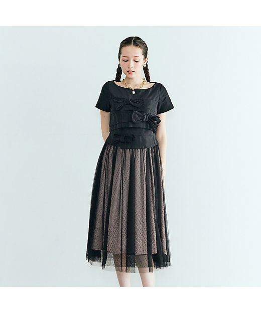 タフタリボンチュールドッキングワンピース（83011601