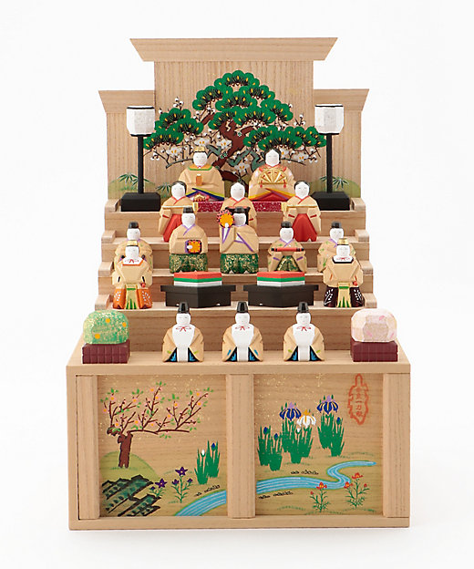 送料無料】奈良一刀彫 神泉作 段飾雛 中（三越） | 神泉/シンセン