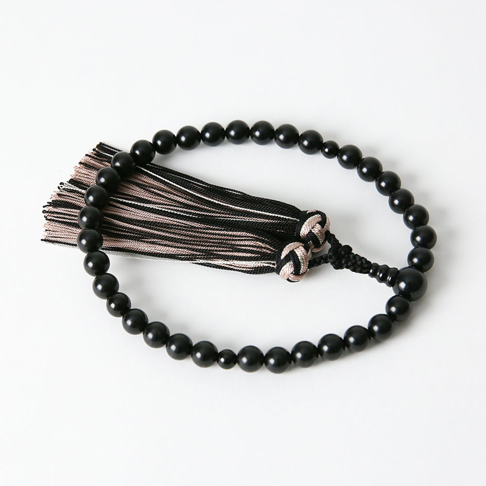 天然8mmジェット 念珠(桐箱入り)