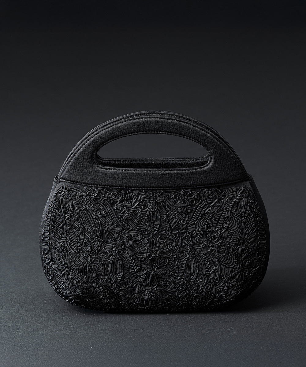 コード刺繍ラウンドハンドルバッグ