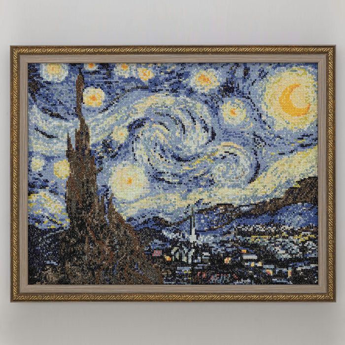 クロスステッチフレーム＜星月夜＞ | リバティ 生地、編み物、刺繍