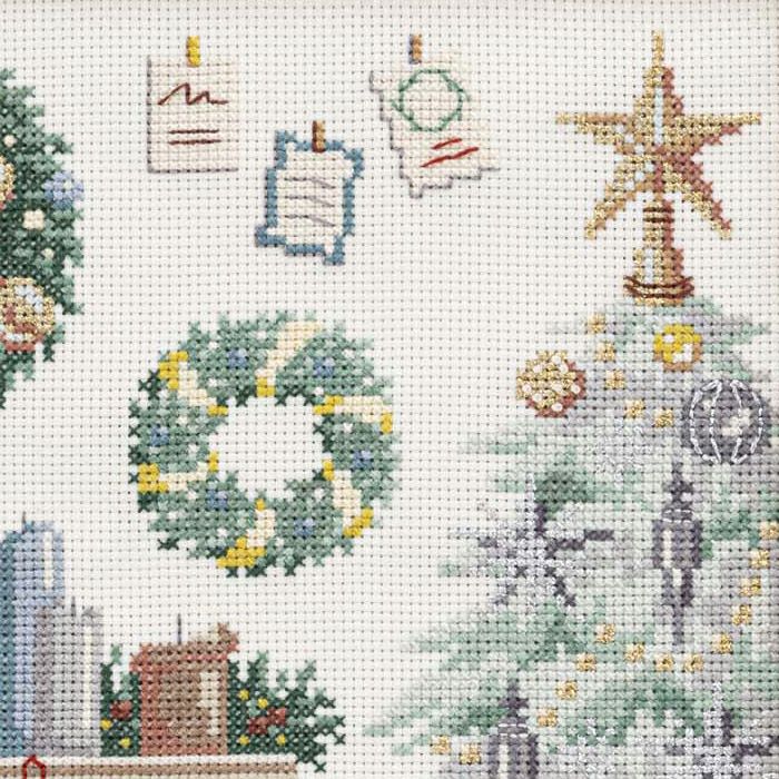 クロスステッチフレーム＜ツリーと暖炉のあるお部屋＞ | リバティ 生地