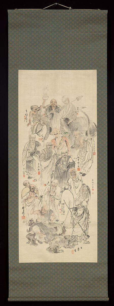 十六羅漢図合作 Collaborative Painting of Sixteen Arhats】明治時代