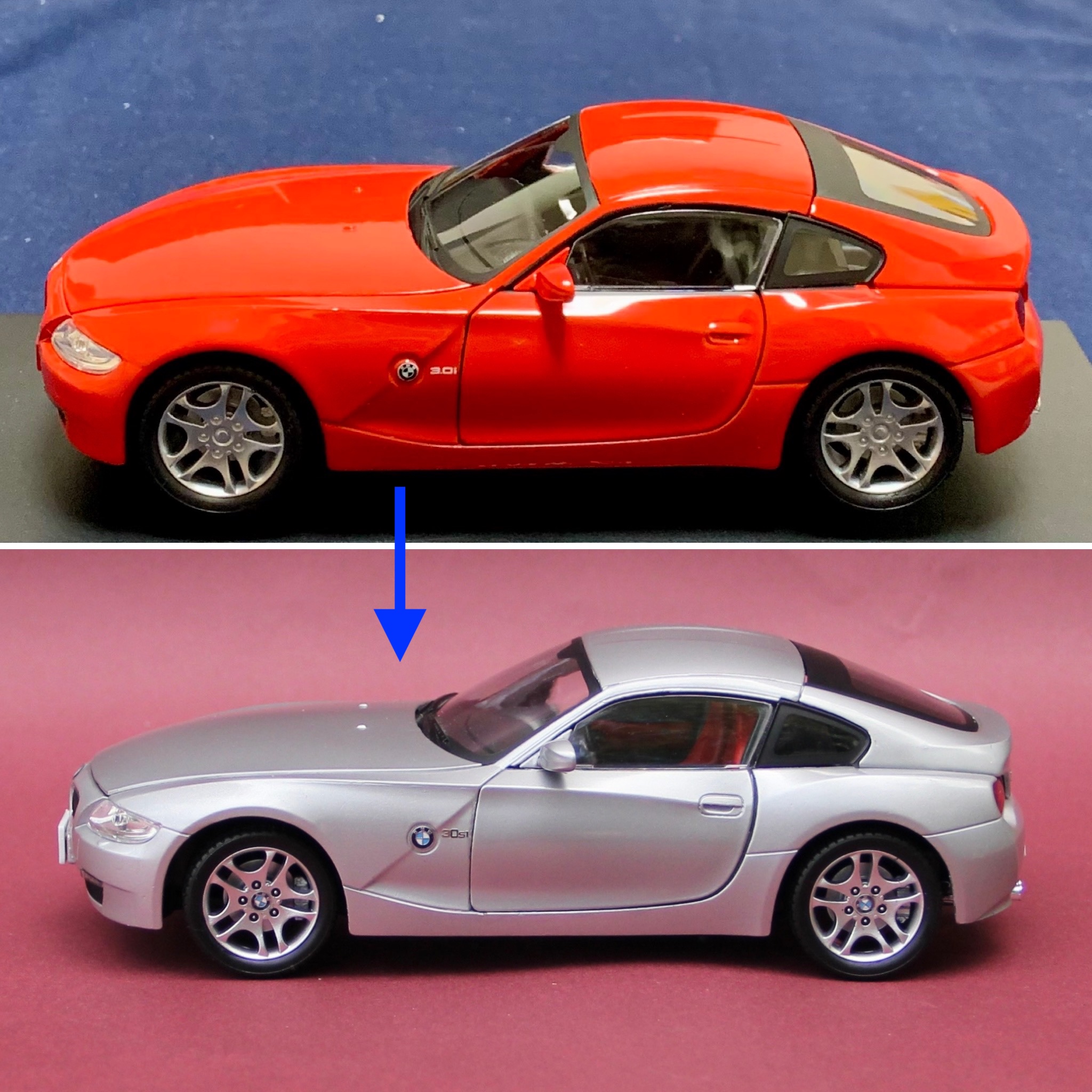 No.72 Cararama 1/24 BMW Z4 クーペ（改造リペイント） – 模型製作