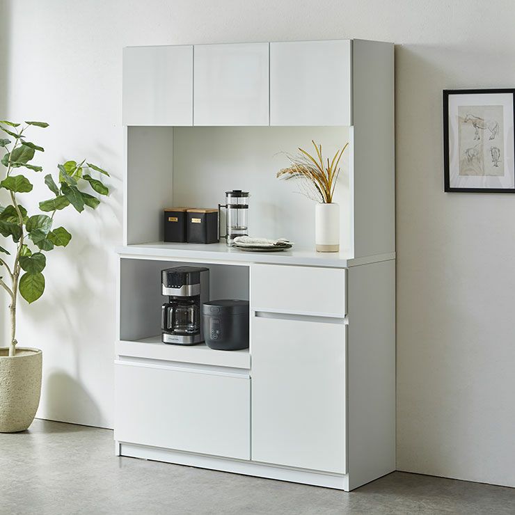 コストパフォーマンス当店No.1 おしゃれ食器棚 ナポリ 幅116.3cm ハイ