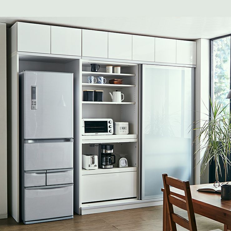 サイズと色が選べる食器棚 セミオーダーキッチン収納 ビアンコ