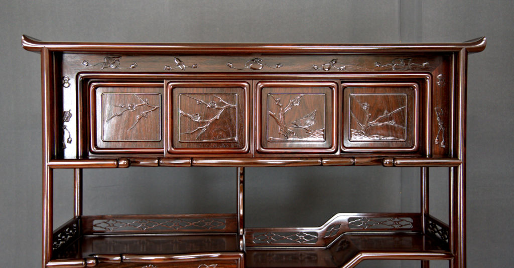 飾り棚: 紫檀 筆返 4尺水棚 no.8615 (日本製) / 唐木家具OSAKA