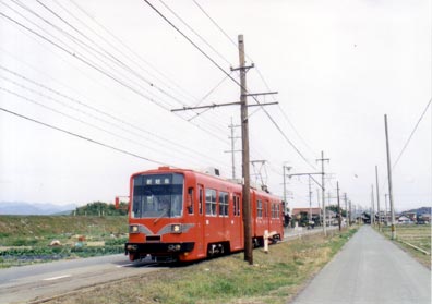 名鉄美濃町線モ880 津保川橋梁付近