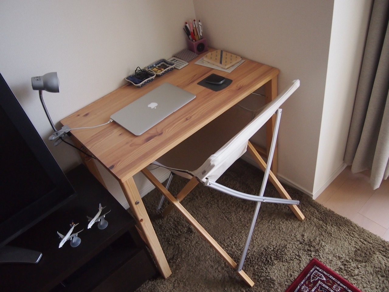 MUJI MUJI 無印良品 パイン材 折りたたみテーブル 机 デスク2台セット