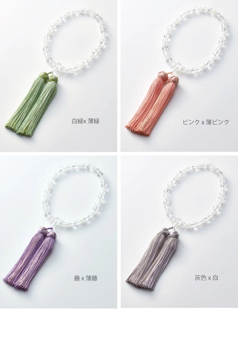女性用略式念珠 ホワイトオニキス x 霧水晶 | 仏具の通販 | インテリア