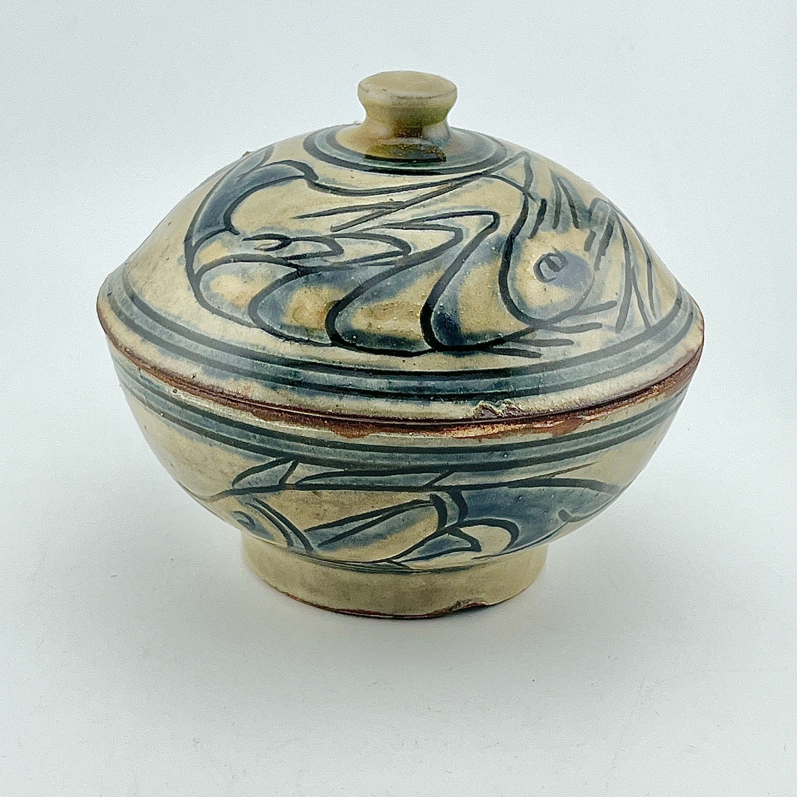 壺屋焼 人間国宝 金城次郎作 魚笑海老蓋物 – 生活民芸 なかむた