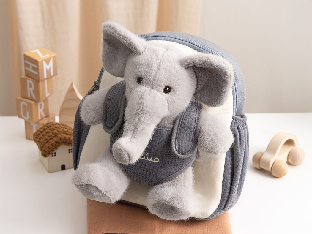 Kids Backpack Set | Elephant & Dinosaur Plush Toy | Moonkie