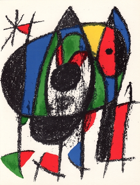 ジョアン・ミロがリトグラフの版画で制作した抽象画の絵「ノーサイン