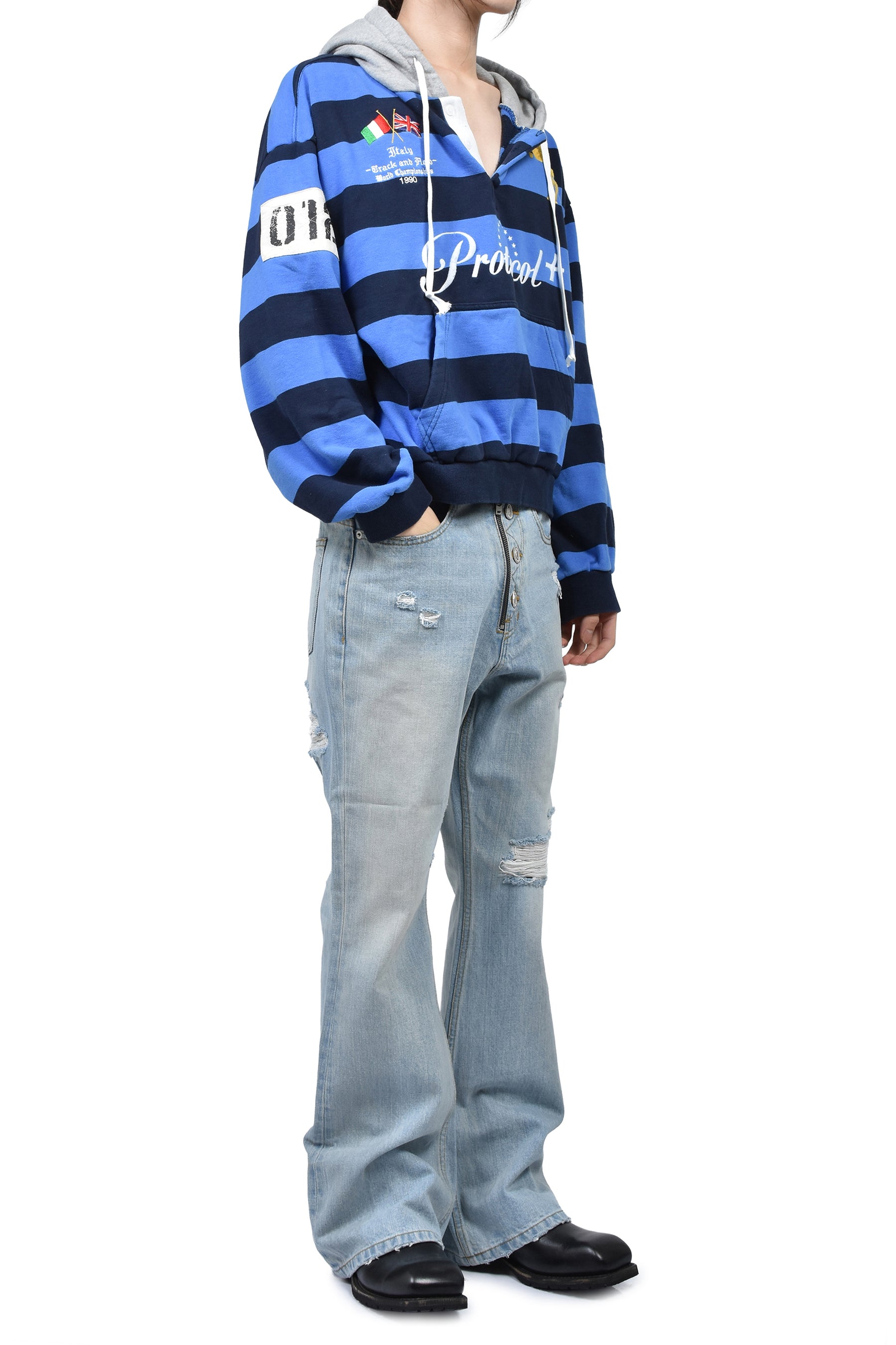 Protocol Index プロトコルインデックス FW25 STRIPE POLO HOODIE